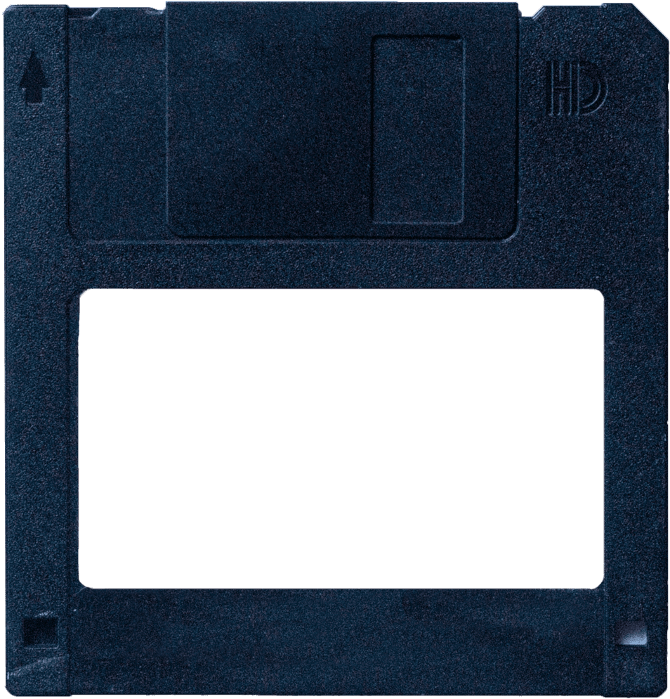 Floppy disk containing the title and description of the project